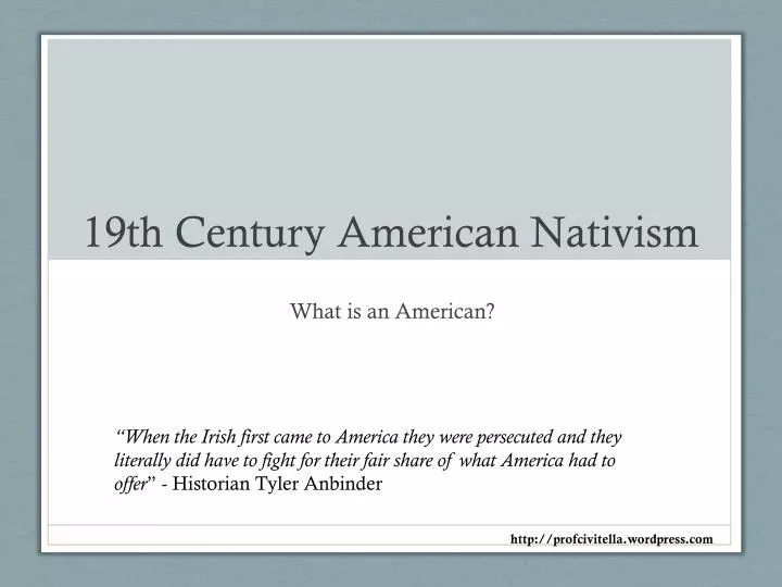 19th century american nativism n.