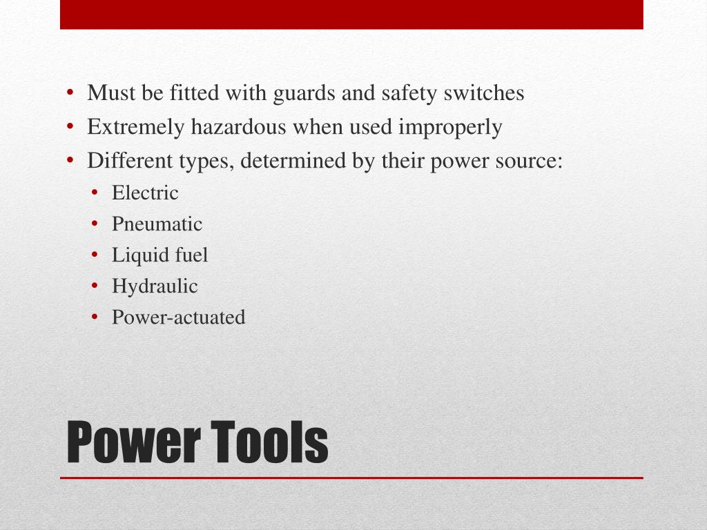Power tools must be 2024 fitted with guards and