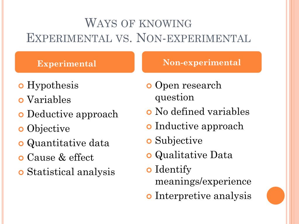 experimental vs non experimental research study