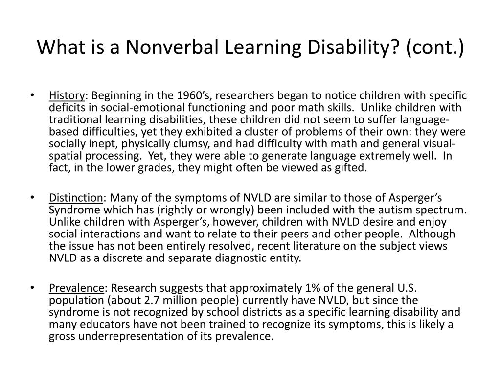 nonverbal learning disability case study
