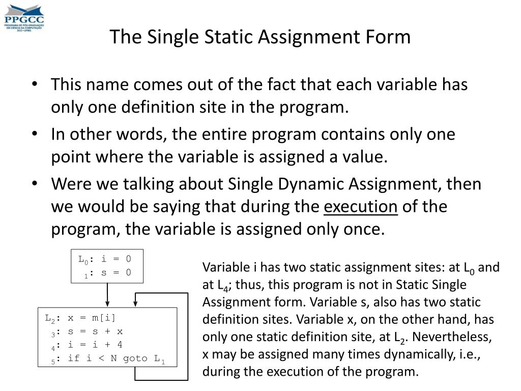 what is static assignment form