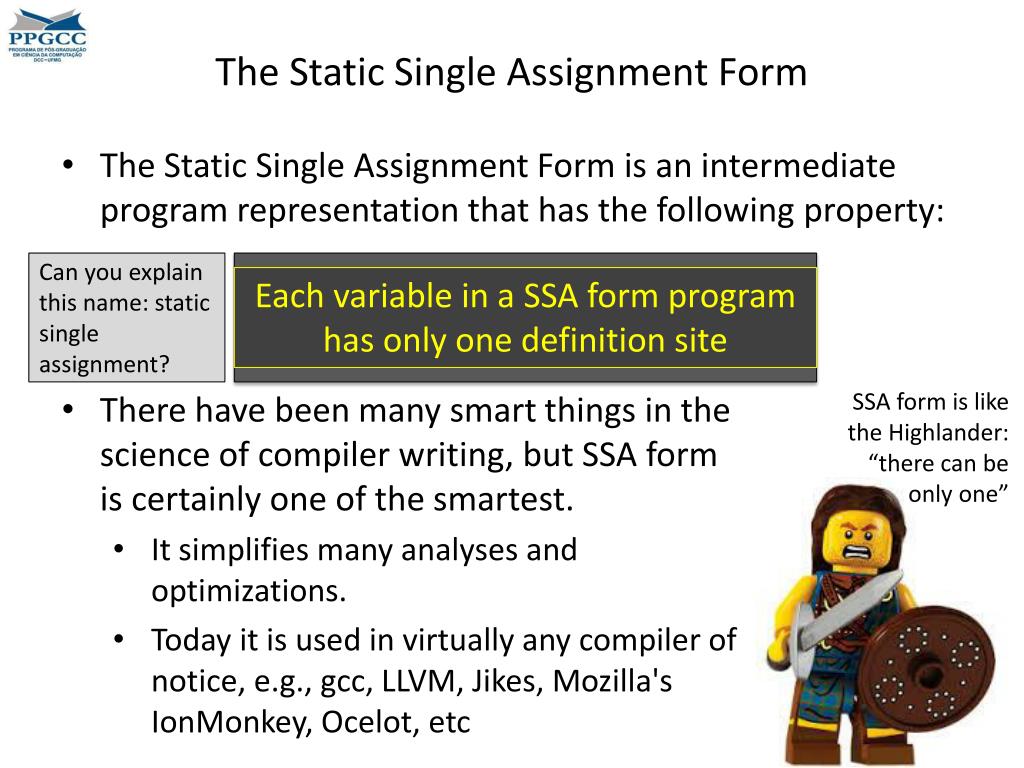 static single assignment form implementation