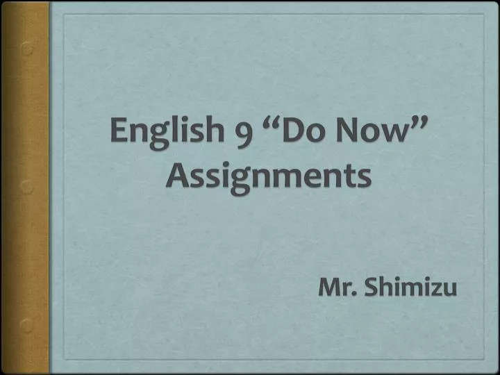 do now assignments