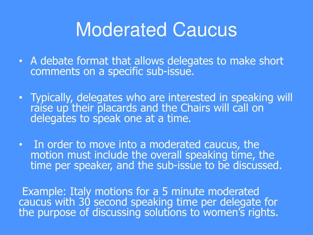 how to write a moderated caucus speech