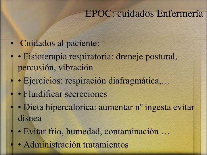 PPT - PROCESO CUIDADO DE ENFERMERIA EN ADULTO CON EPOC PowerPoint