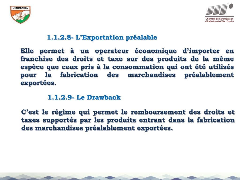 PPT - LES REGIMES DOUANIERS ECONOMIQUES : MODALITES ET FONCTIONNEMENT PowerPoint Presentation ...