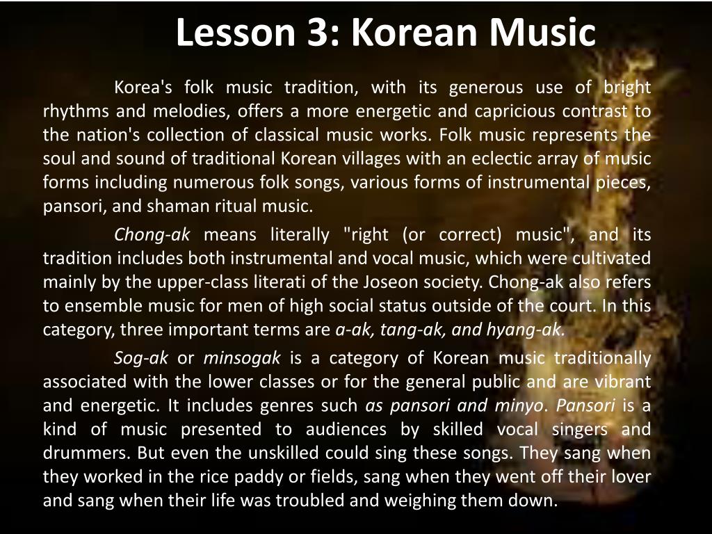 korean music written assignment