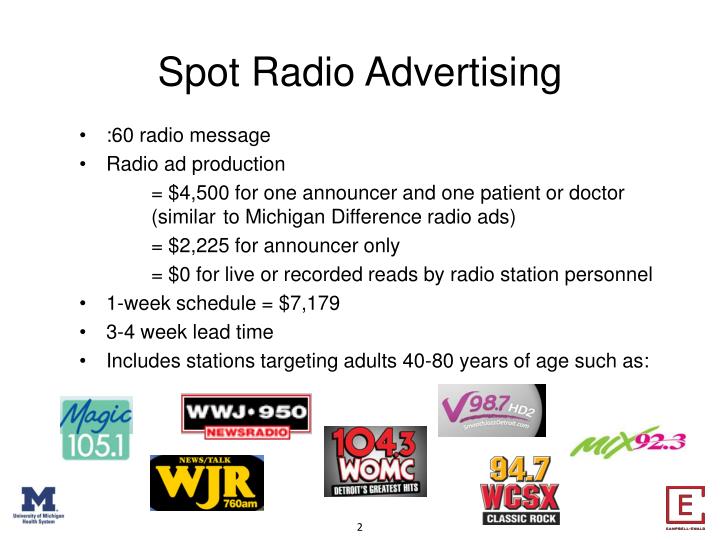 ppt sample clinical research study advertising options and budget radio ad sample