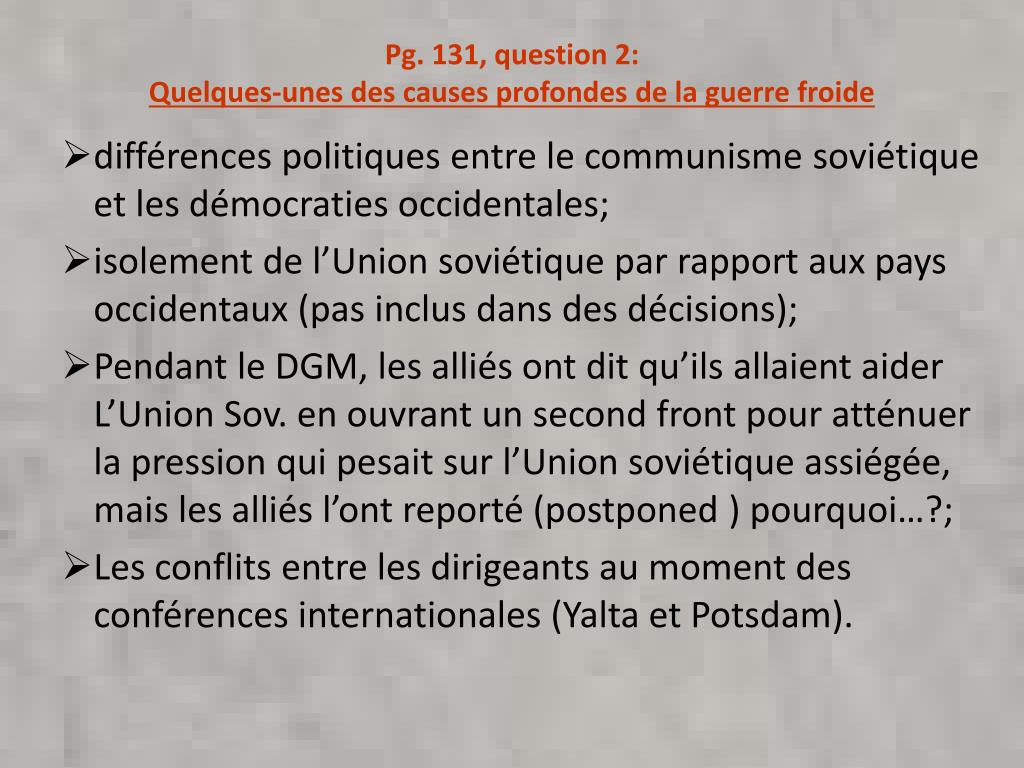 Quizz La Guerre Froide PPT - La Guerre Froide PowerPoint Presentation, free download - ID:2006979