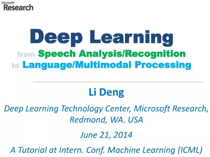 speech recognition deep learning tutorial
