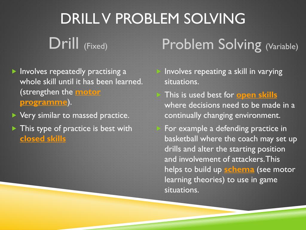 differentiate problem solving from drills
