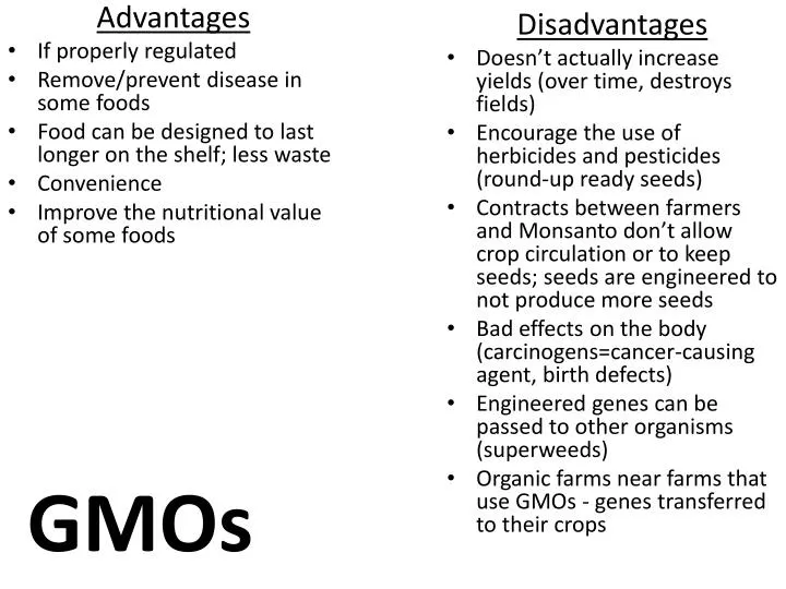 advantages and disadvantages of genetically modified food essay