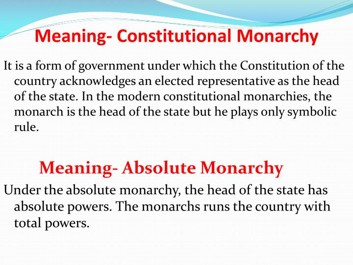 what is the difference between absolute monarchy and constitutional monarchy