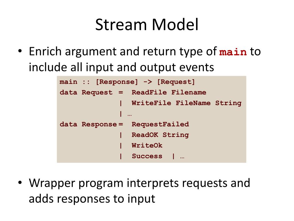 pared-down definitions of request and response datatypes for dialogue-based I/O