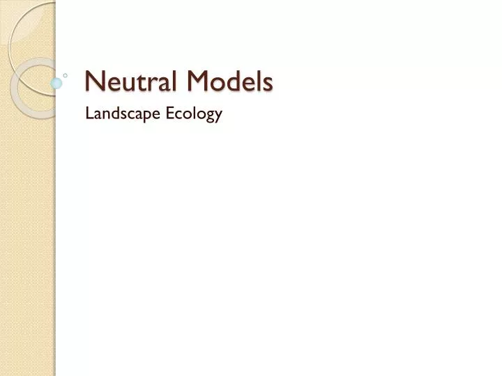 neutral models n.