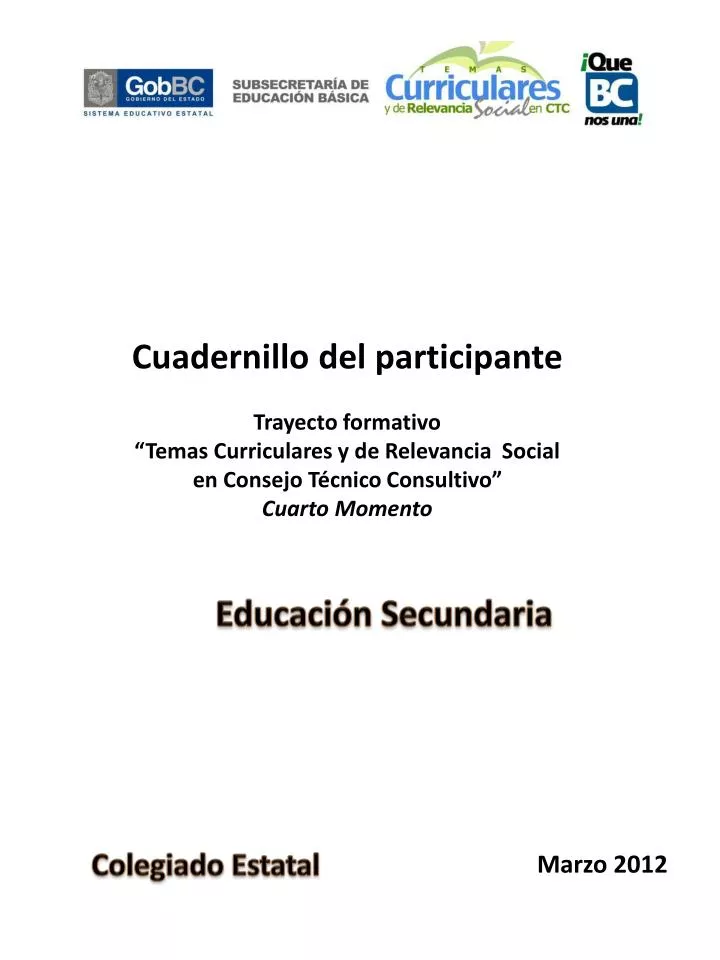 PPT - Cuadernillo Del Participante Trayecto Formativo “Temas ...