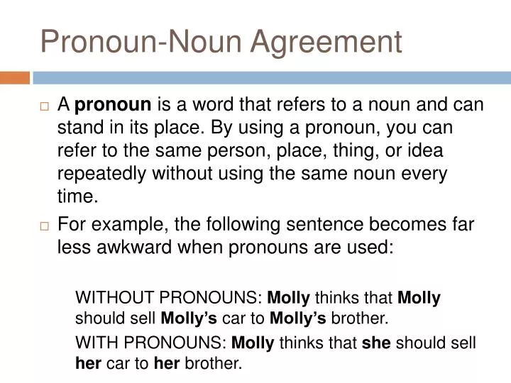 PPT Pronoun Noun Agreement PowerPoint Presentation Free Download ID 2012462