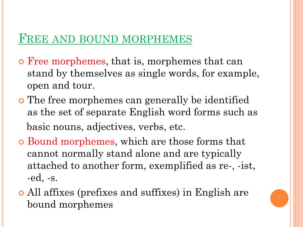 Bound and Free Morphemes, PDF, Word