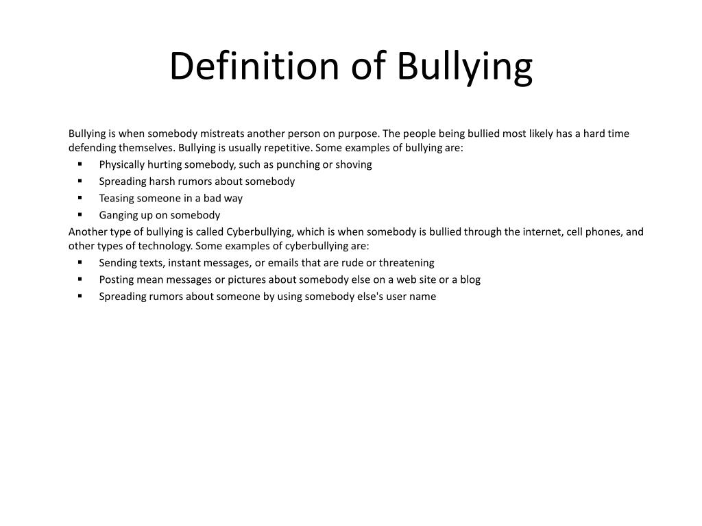 definition of bullying research