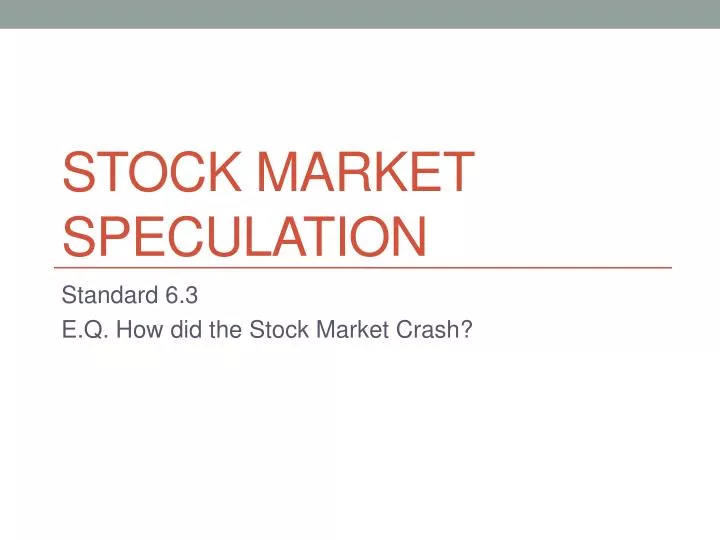 PPT Stock Market Speculation PowerPoint Presentation, free download
