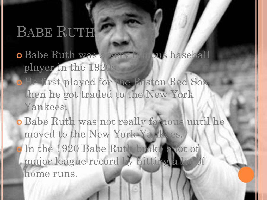 Babe Ruth Workout Routine PPT - America in the 1920s Sport Mania PowerPoint Presentation, free ...