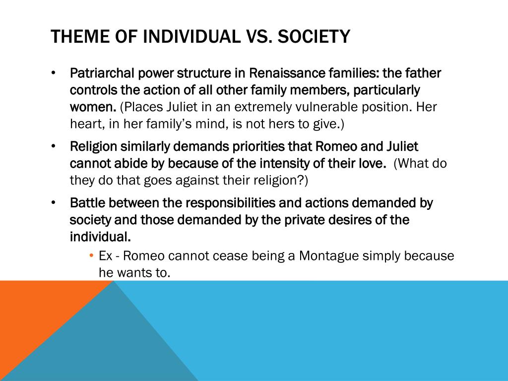 individual vs society romeo and juliet essay
