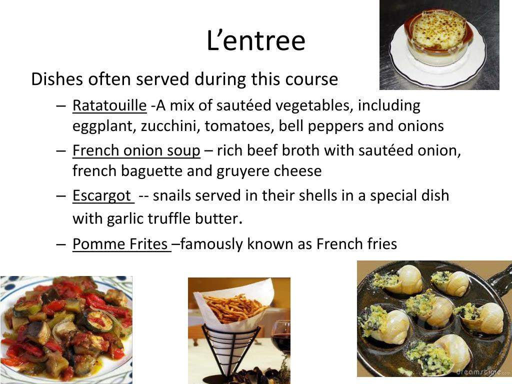 Entrees in sale french