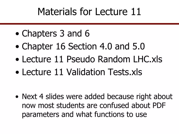 materials for lecture 11 n.