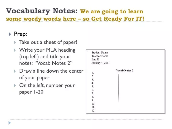 Ppt Vocabulary Notes We Are Going To Learn Some Wordy Words Here So Get Ready For It Powerpoint Presentation Id 065 Ppt Vocabulary Notes We Are Going To Learn Some Wordy Words Here So Get Ready For It Powerpoint Presentation Id 065