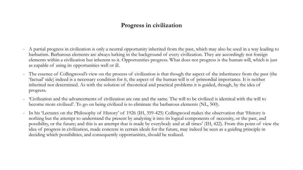 Progress Civilization PPT - R.G. Collingwood , 1889-1943 PowerPoint Presentation, free ...