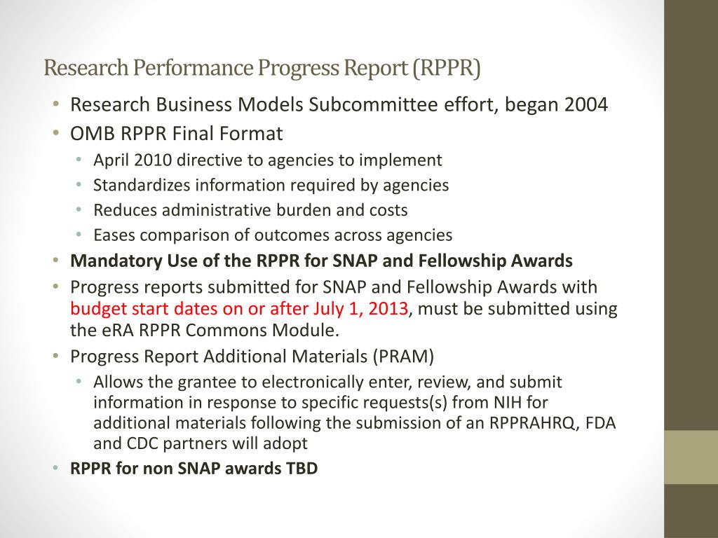 final research performance progress report (rppr)