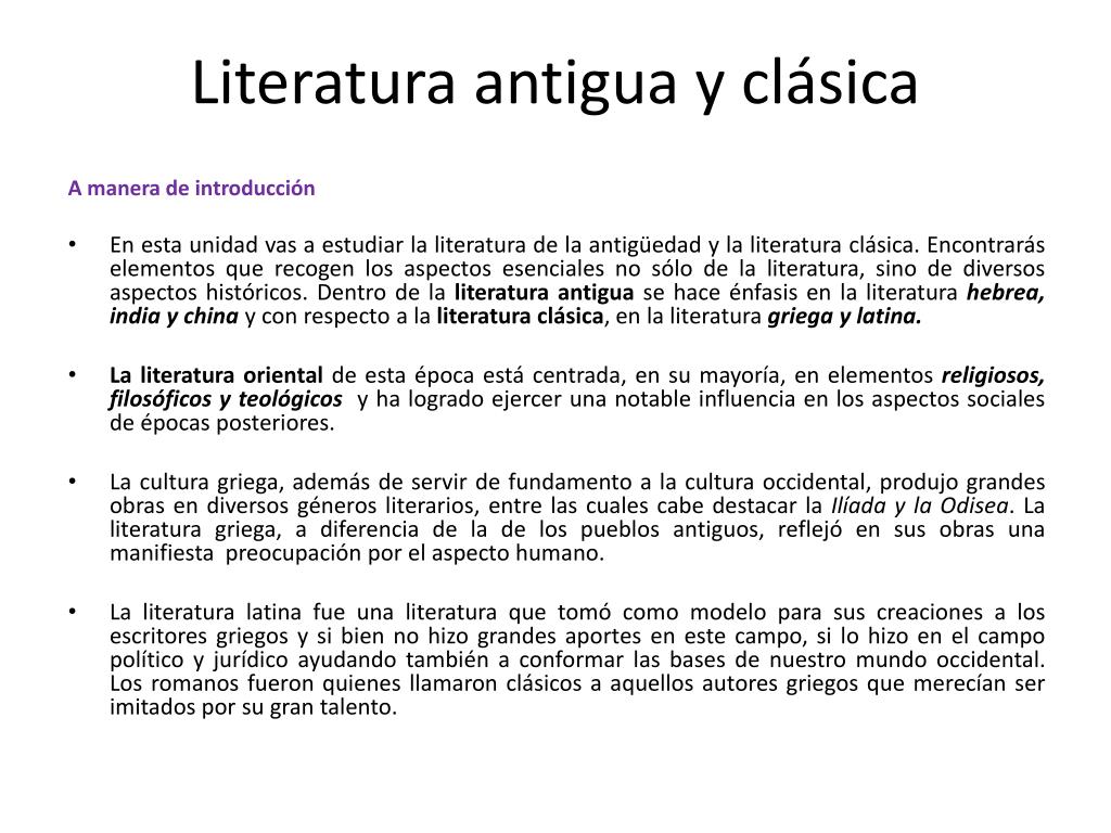 PPT - Literatura Antigua Clásica PowerPoint Presentation, free download -  ID:2021860