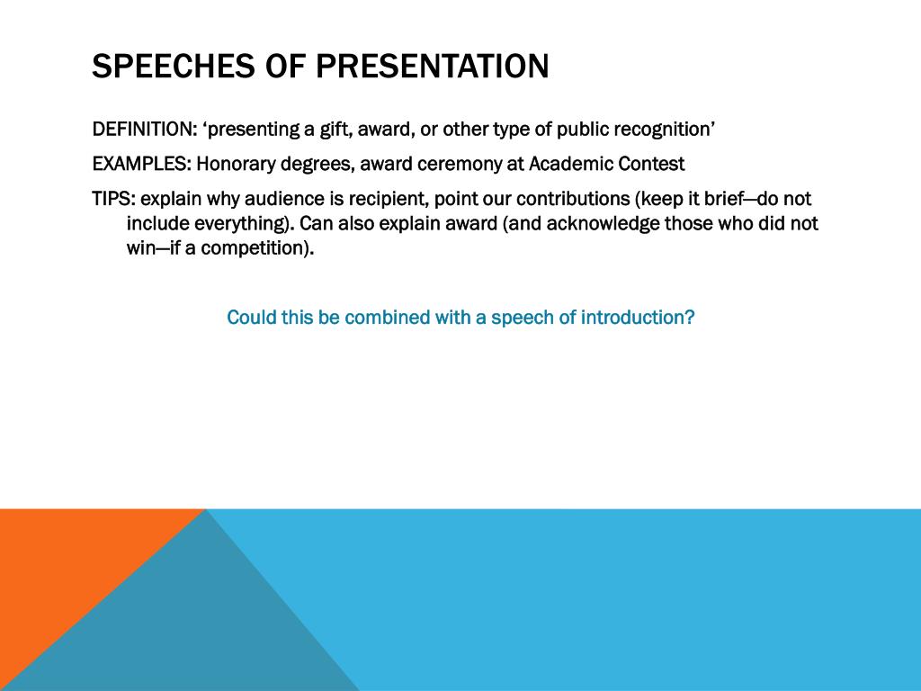 presentation speech occasion