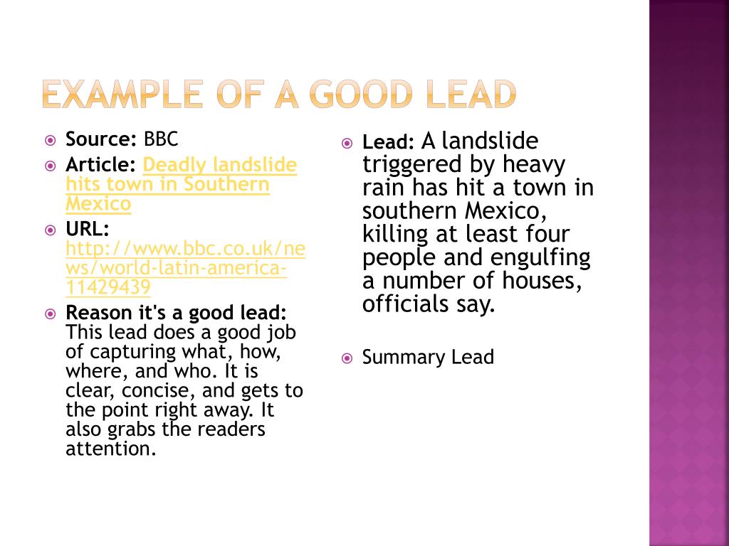 good leads for essay