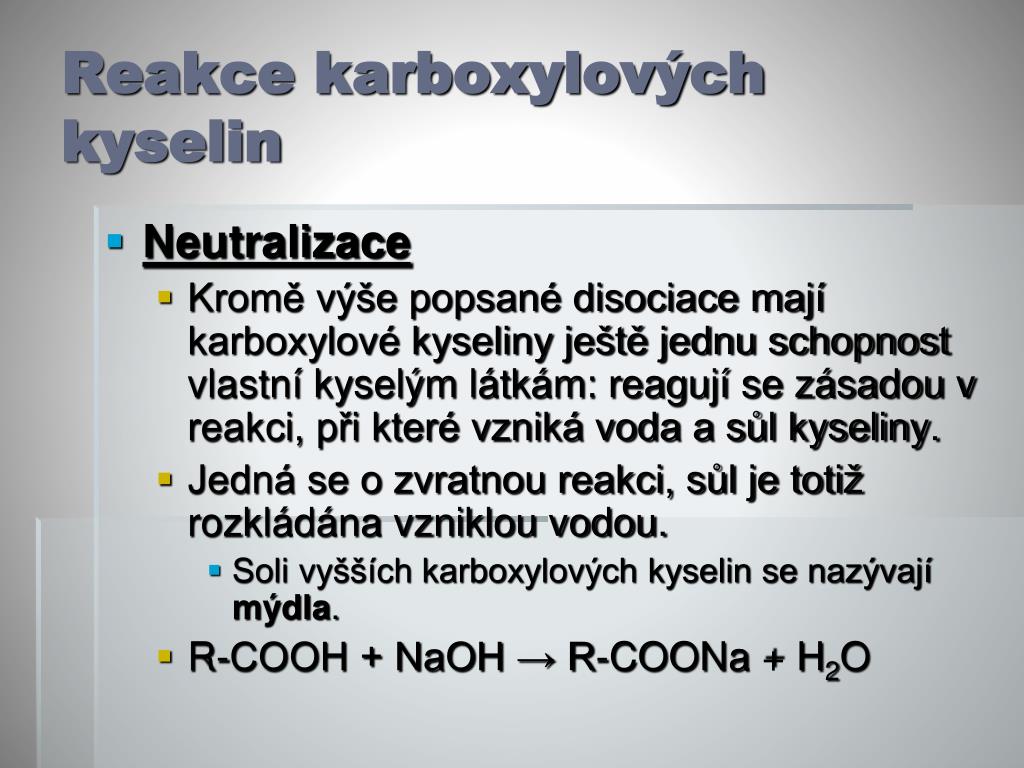 PPT - Karboxylové kyseliny VY_32_INOVACE_8C1 PowerPoint Presentation -  ID:2024092