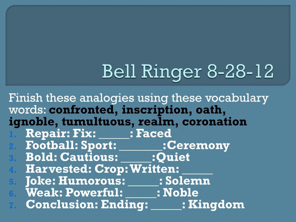 PPT Bell Ringer 82812 PowerPoint Presentation, free download ID