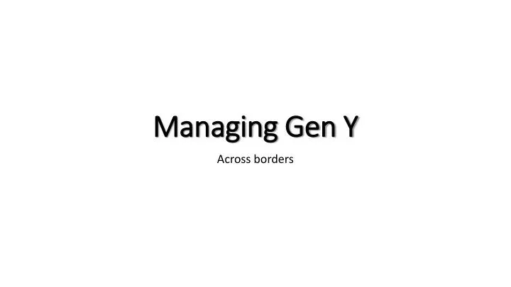 managing gen y n.