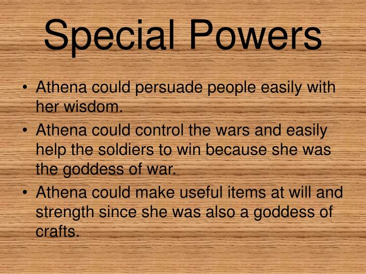 Athena's special powers, as depicted in a PowerPoint presentation