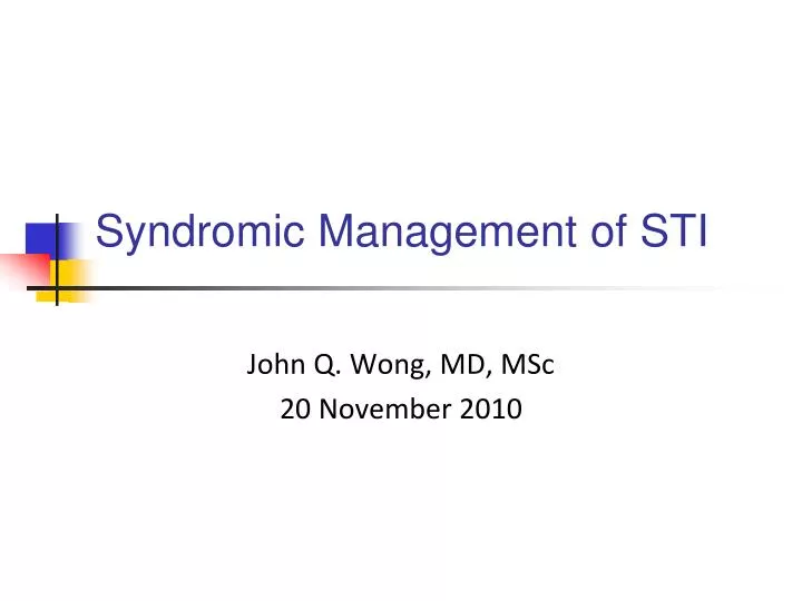 Sti Syndromic Management Chart