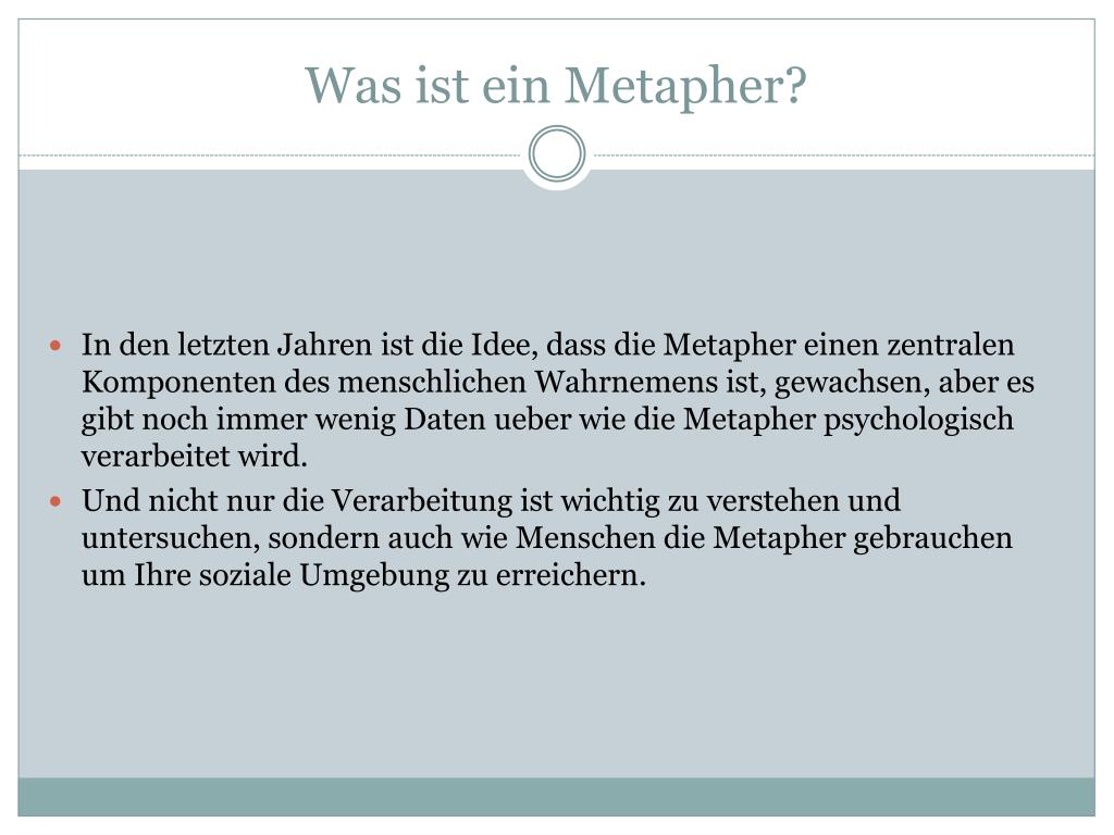 Was Ist Eine Metapher Einfach Erklärt PPT - Die Metapher als ein psychologisches Konstrukt . PowerPoint