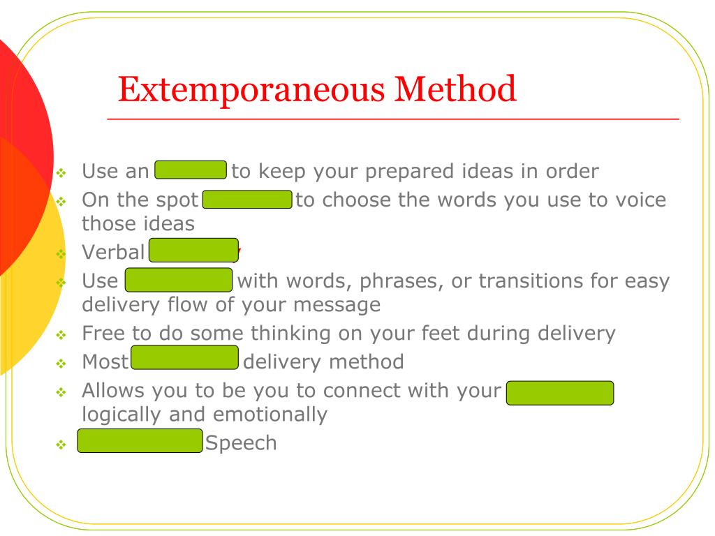 what is extemporaneous speech delivery