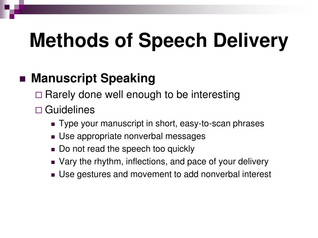 manuscript speech delivery