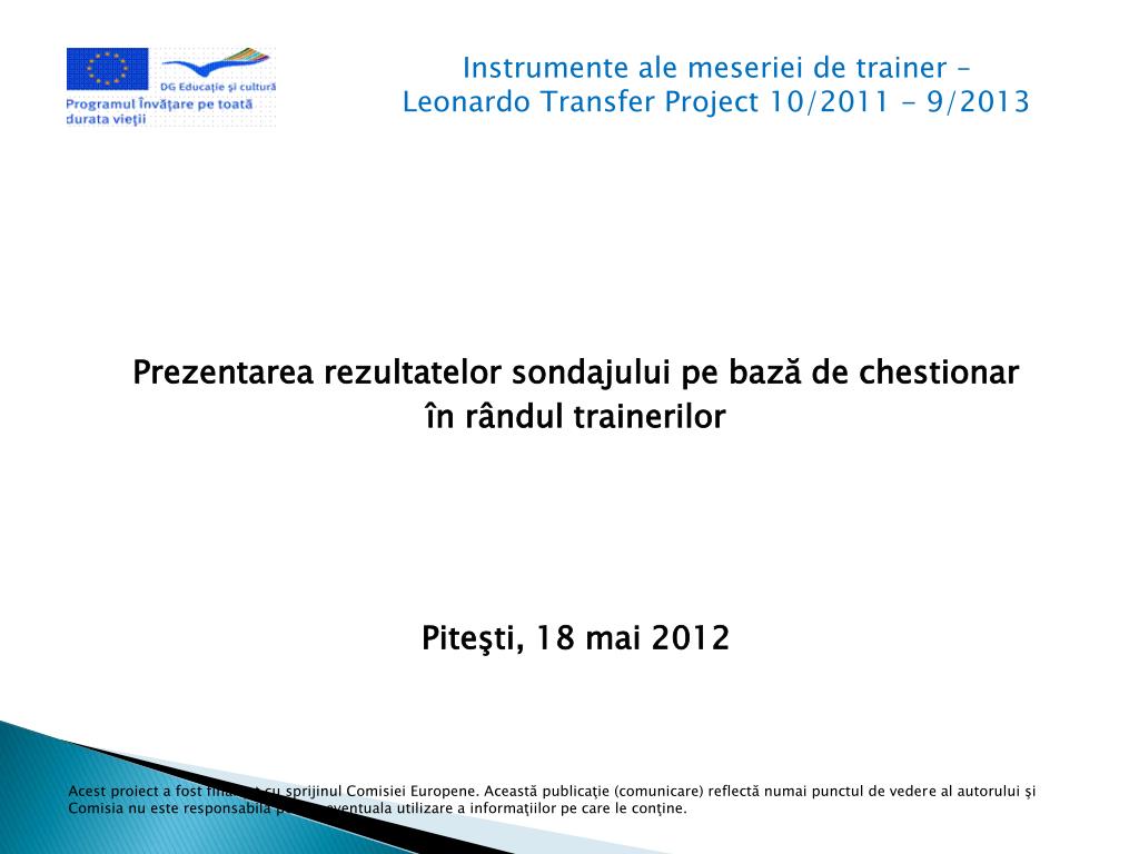 PPT - Prezentarea rezultatelor sondajului pe bază de chestionar în rândul  trainerilor PowerPoint Presentation - ID:2033197