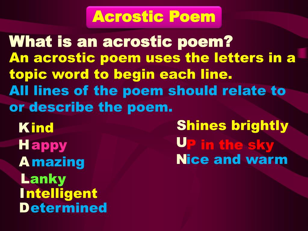 Ppt Acrostic Poem Powerpoint Presentation Free Download Id