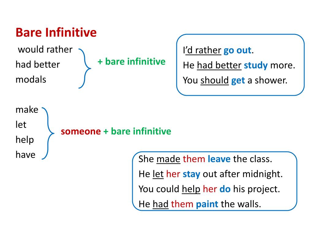I d rather see. Full Infinitive bare Infinitive. Bare Infinitive примеры. Full Infinitive в английском языке. Bare Infinitive таблица.