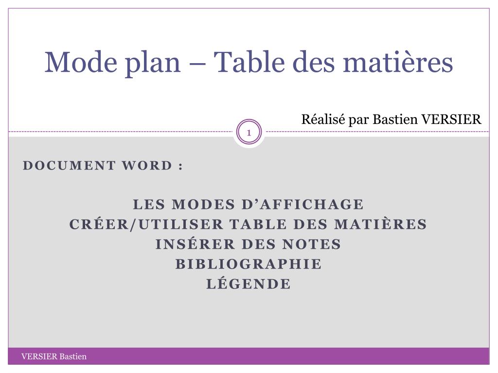 PPT - Table des matières PowerPoint Presentation, free download