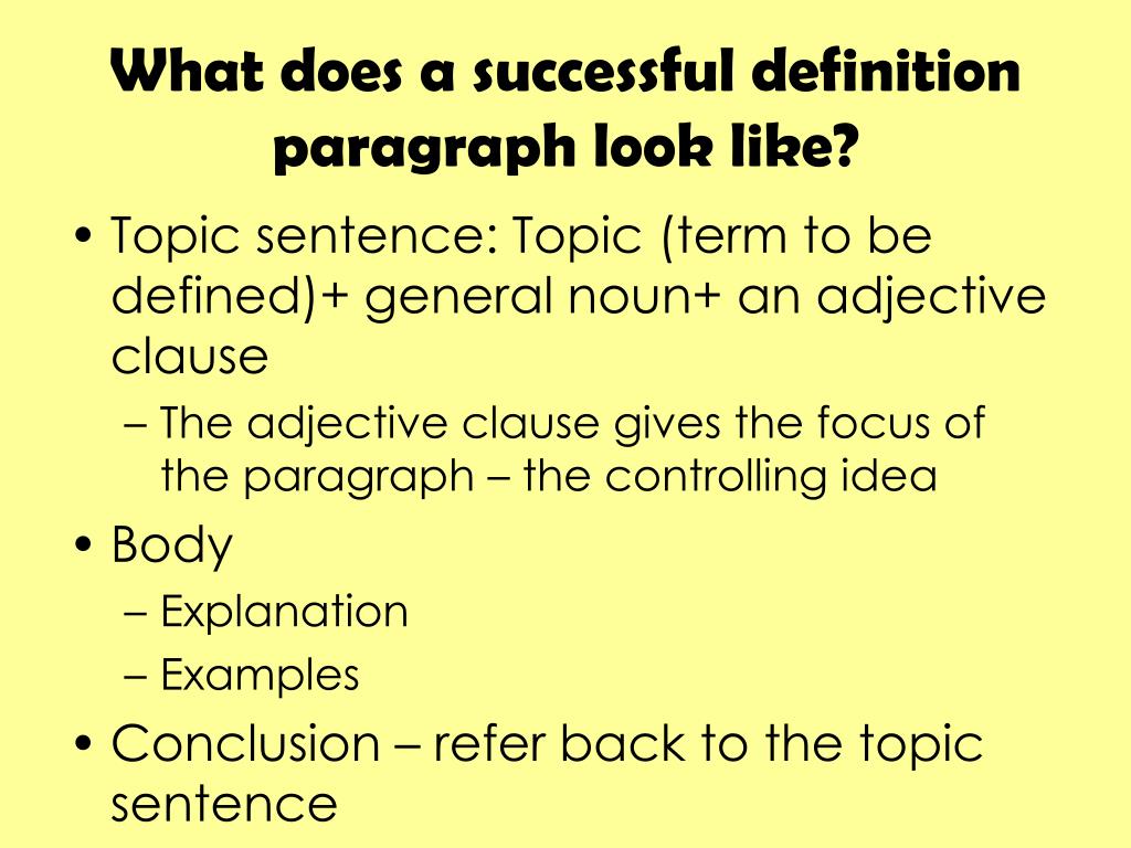definition paragraph topics