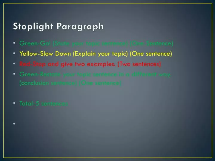 Stoplight Paragraph Example