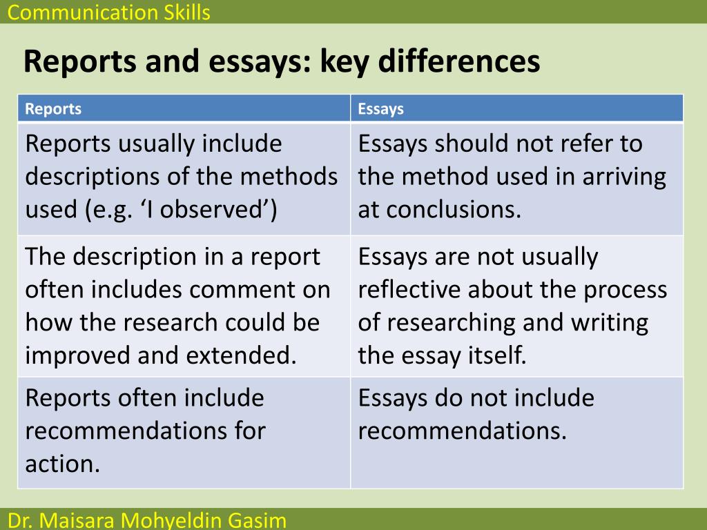 similarities of report and essay
