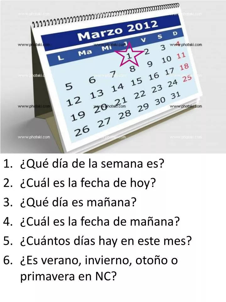 PPT ¿ Qué día de la semana es ? ¿ Cuál es la fecha de hoy? ¿ Qué día